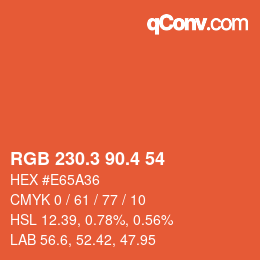カラーコード: RGB 230.3 90.4 54 | qconv.com