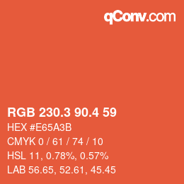カラーコード: RGB 230.3 90.4 59 | qconv.com