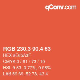 カラーコード: RGB 230.3 90.4 63 | qconv.com