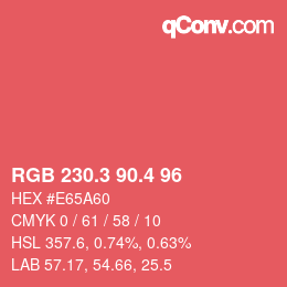カラーコード: RGB 230.3 90.4 96 | qconv.com