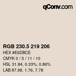 Color code: RGB 230.5 219 206 | qconv.com