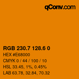 カラーコード: RGB 230.7 128.6 0 | qconv.com