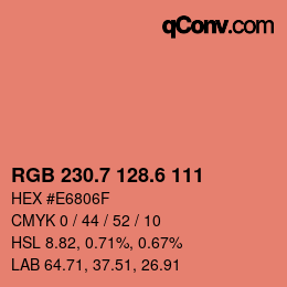 カラーコード: RGB 230.7 128.6 111 | qconv.com
