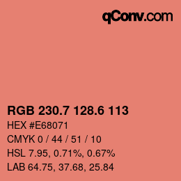 カラーコード: RGB 230.7 128.6 113 | qconv.com
