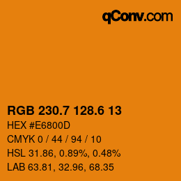 カラーコード: RGB 230.7 128.6 13 | qconv.com