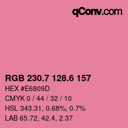 カラーコード: RGB 230.7 128.6 157 | qconv.com