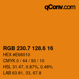 カラーコード: RGB 230.7 128.6 16 | qconv.com