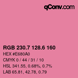 カラーコード: RGB 230.7 128.6 160 | qconv.com