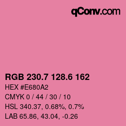 カラーコード: RGB 230.7 128.6 162 | qconv.com