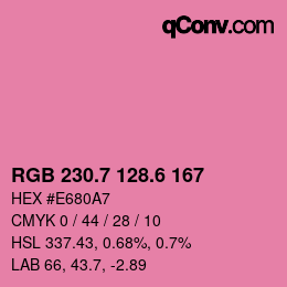 カラーコード: RGB 230.7 128.6 167 | qconv.com