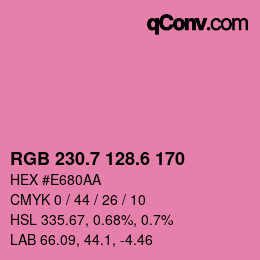 カラーコード: RGB 230.7 128.6 170 | qconv.com