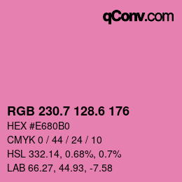 カラーコード: RGB 230.7 128.6 176 | qconv.com
