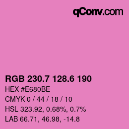 カラーコード: RGB 230.7 128.6 190 | qconv.com