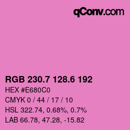 カラーコード: RGB 230.7 128.6 192 | qconv.com