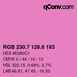 カラーコード: RGB 230.7 128.6 193 | qconv.com