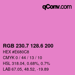 カラーコード: RGB 230.7 128.6 200 | qconv.com