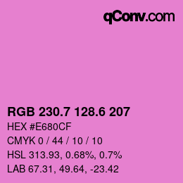 カラーコード: RGB 230.7 128.6 207 | qconv.com