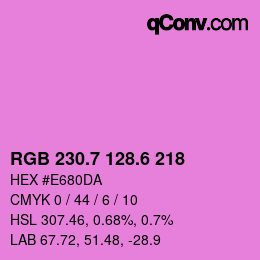 カラーコード: RGB 230.7 128.6 218 | qconv.com