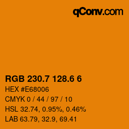 カラーコード: RGB 230.7 128.6 6 | qconv.com