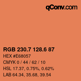 カラーコード: RGB 230.7 128.6 87 | qconv.com