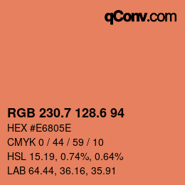 カラーコード: RGB 230.7 128.6 94 | qconv.com