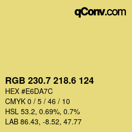 カラーコード: RGB 230.7 218.6 124 | qconv.com