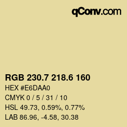 カラーコード: RGB 230.7 218.6 160 | qconv.com