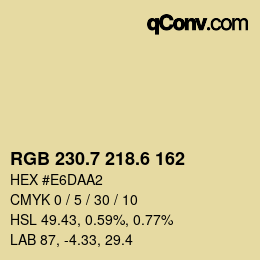 カラーコード: RGB 230.7 218.6 162 | qconv.com