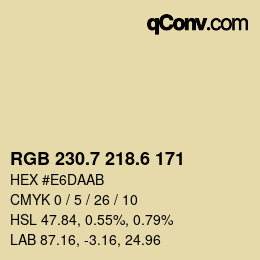 カラーコード: RGB 230.7 218.6 171 | qconv.com