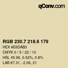 カラーコード: RGB 230.7 218.6 179 | qconv.com