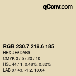 カラーコード: RGB 230.7 218.6 185 | qconv.com