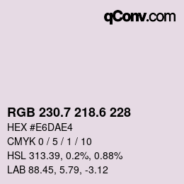 カラーコード: RGB 230.7 218.6 228 | qconv.com