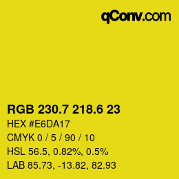 カラーコード: RGB 230.7 218.6 23 | qconv.com