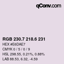 カラーコード: RGB 230.7 218.6 231 | qconv.com