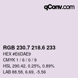 カラーコード: RGB 230.7 218.6 233 | qconv.com