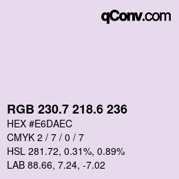 カラーコード: RGB 230.7 218.6 236 | qconv.com