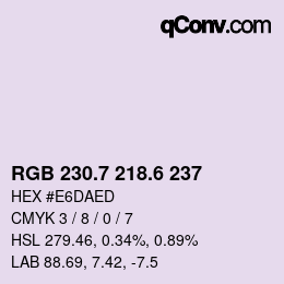 カラーコード: RGB 230.7 218.6 237 | qconv.com