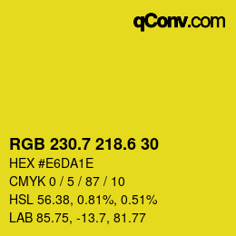 カラーコード: RGB 230.7 218.6 30 | qconv.com