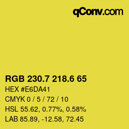 カラーコード: RGB 230.7 218.6 65 | qconv.com