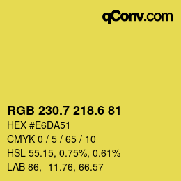 カラーコード: RGB 230.7 218.6 81 | qconv.com