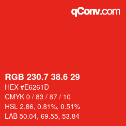 カラーコード: RGB 230.7 38.6 29 | qconv.com
