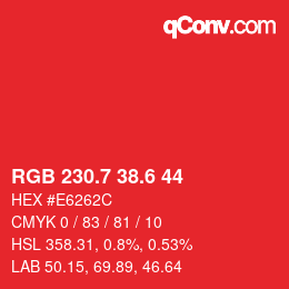 カラーコード: RGB 230.7 38.6 44 | qconv.com