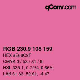 カラーコード: RGB 230.9 108 159 | qconv.com