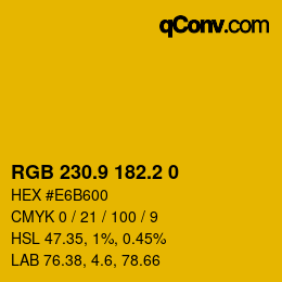 カラーコード: RGB 230.9 182.2 0 | qconv.com