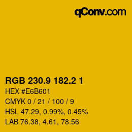 カラーコード: RGB 230.9 182.2 1 | qconv.com