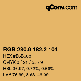 カラーコード: RGB 230.9 182.2 104 | qconv.com