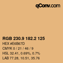 カラーコード: RGB 230.9 182.2 125 | qconv.com