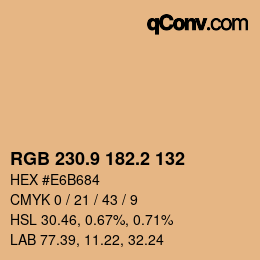 カラーコード: RGB 230.9 182.2 132 | qconv.com