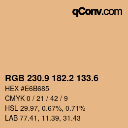 カラーコード: RGB 230.9 182.2 133.6 | qconv.com