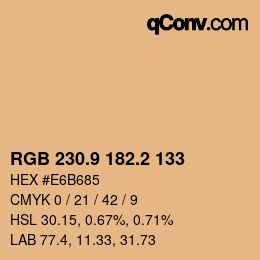 カラーコード: RGB 230.9 182.2 133 | qconv.com